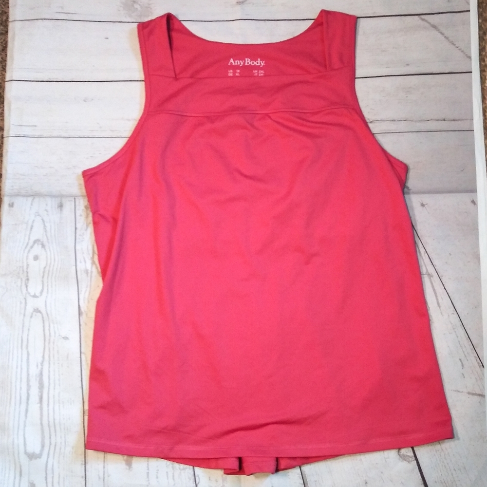 AnyBody Pink Womens Athletic Tank Top